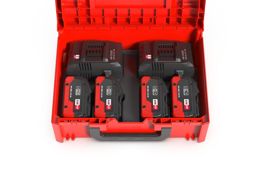 Open UN-certified metaBOX with battery interior